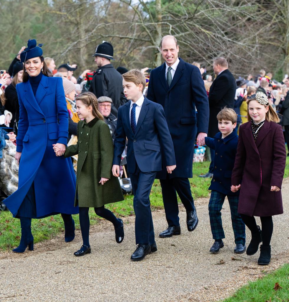 Prince William, Kate Middleton, Prince George, Princess Charlotte and Prince Louis, Mia Tindall.