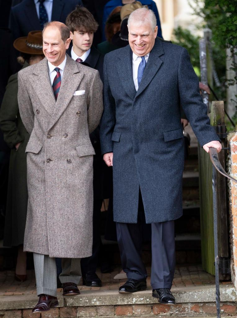 Prince Edward, Prince Andrew walking down stairs